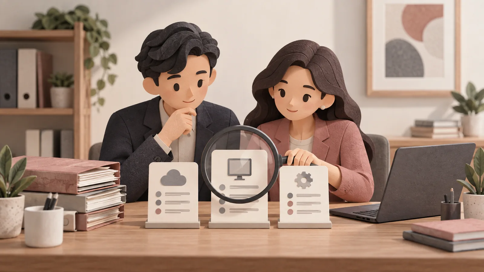Ilustrasi pemilihan software berdasarkan kebutuhan kantor notaris kecil.