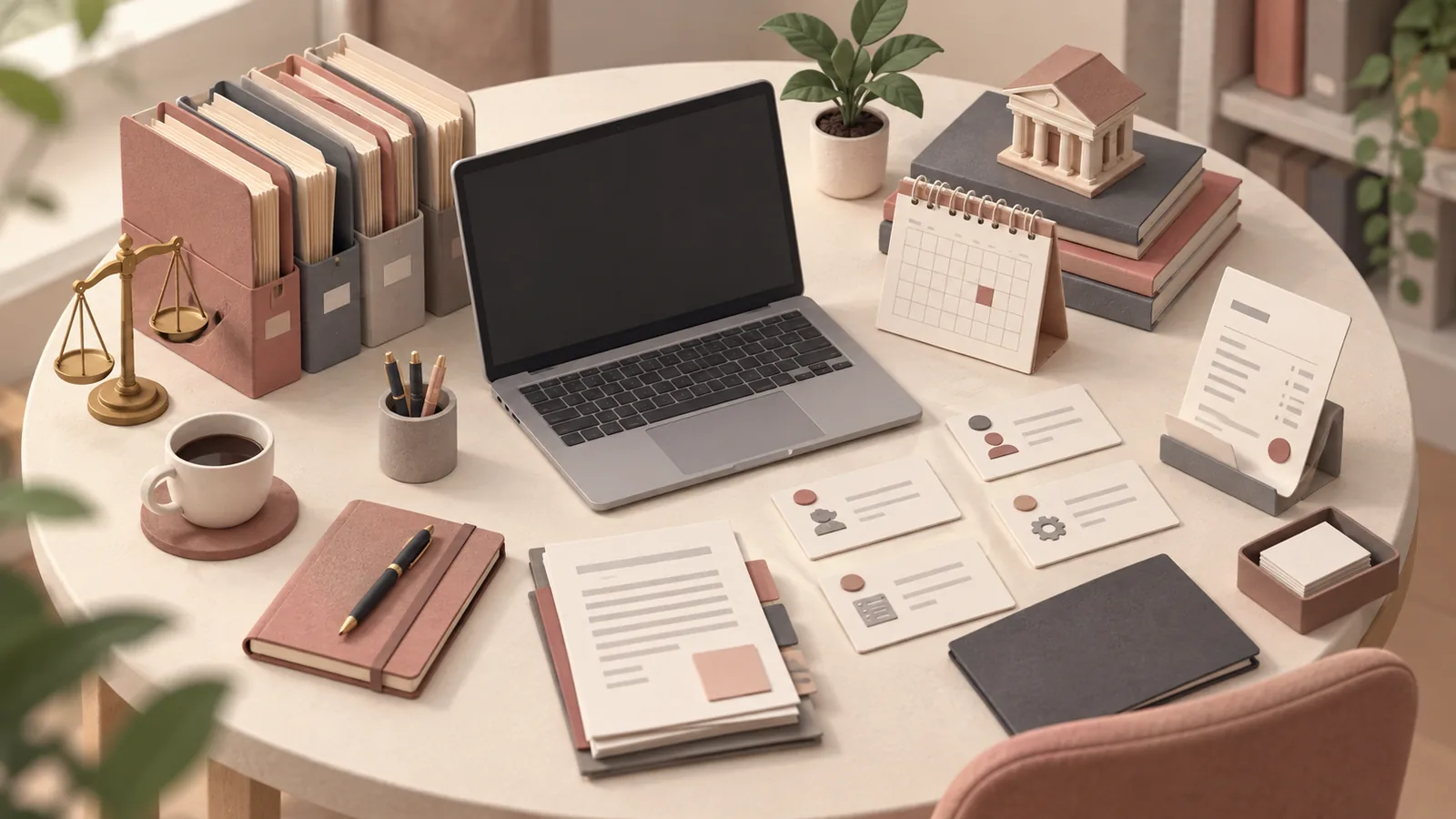 Ilustrasi fungsi software kantor untuk berkas, pekerjaan, jadwal, dan tagihan.
